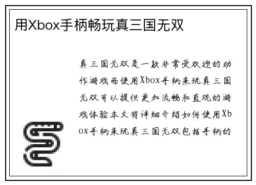 用Xbox手柄畅玩真三国无双
